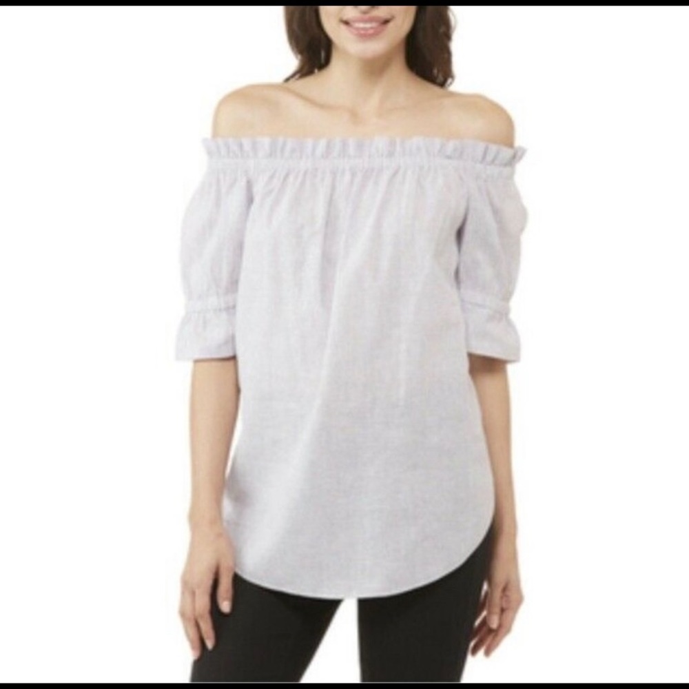 🌸NWT Michael Kors Off The Shoulder Yard Stripe Blouse